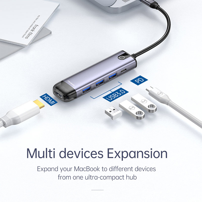 هاب Mcdodo HU-7750 USB 3.0/HDMI/Type-C PD To Type-C