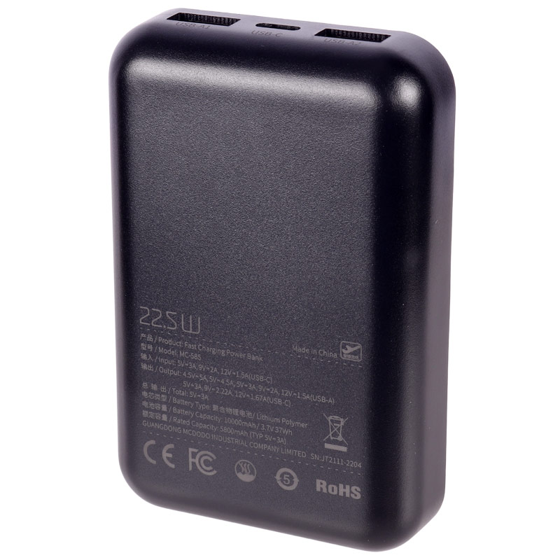 پاور بانک فست شارژ مک دودو MC-585 QC PD 22.5W ظرفیت 10000 میلی آمپر ساعت