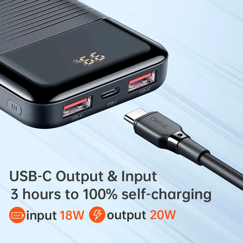 پاور بانک فست شارژ مک دودو MC-585 QC PD 22.5W ظرفیت 10000 میلی آمپر ساعت