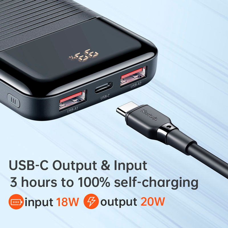 پاور بانک فست شارژ مک دودو MC-585 QC PD 22.5W ظرفیت 10000 میلی آمپر ساعت