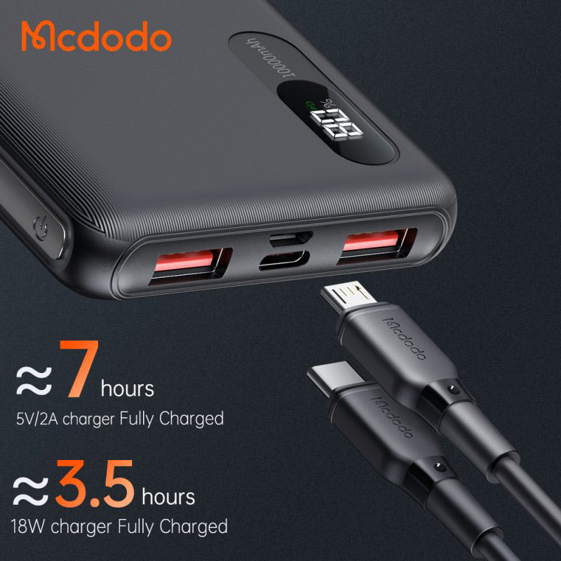 پاور بانک فست شارژ مک دودو MC-604 QC PD 22.5W ظرفیت 10000 میلی آمپر ساعت