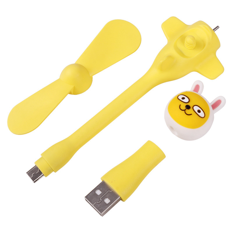 پنکه همراه عروسکی Micro USB + تبدیل USB