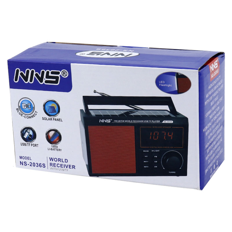 رادیو اسپیکر بلوتوثی رم و فلش خور خورشیدی NNS NS-2036S