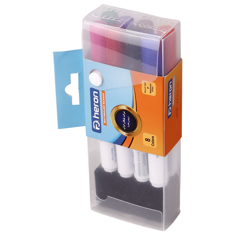 ماژیک وایت برد هرون نوک تخت رنگی Heron بسته 8 عددی