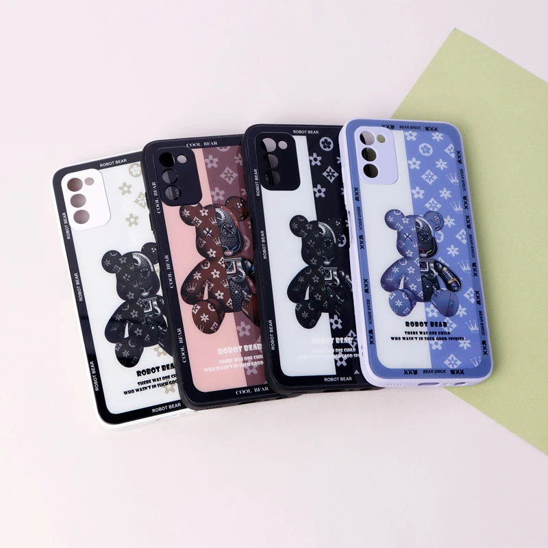قاب پشت گلسی Robot Bear محافظ لنزدار Samsung Galaxy A03s / A02s