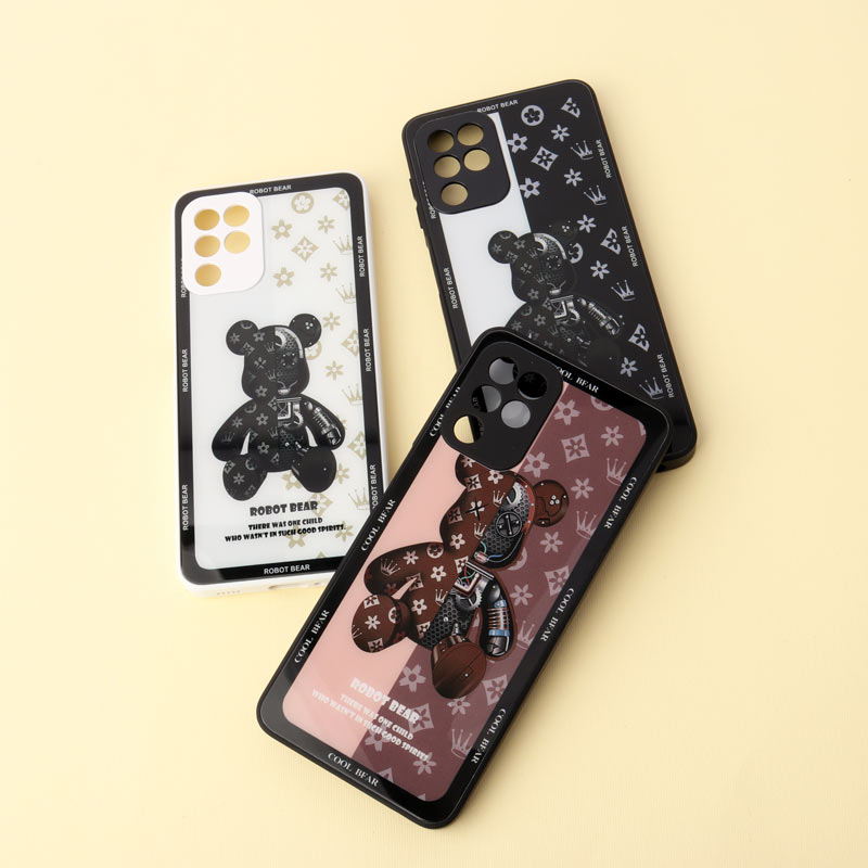 قاب پشت گلسی Robot Bear محافظ لنزدار Samsung Galaxy A22 4G
