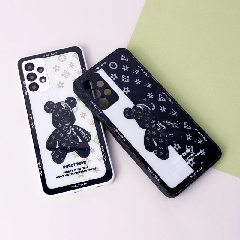 قاب پشت گلسی Robot Bear محافظ لنزدار Samsung Galaxy A32 5G