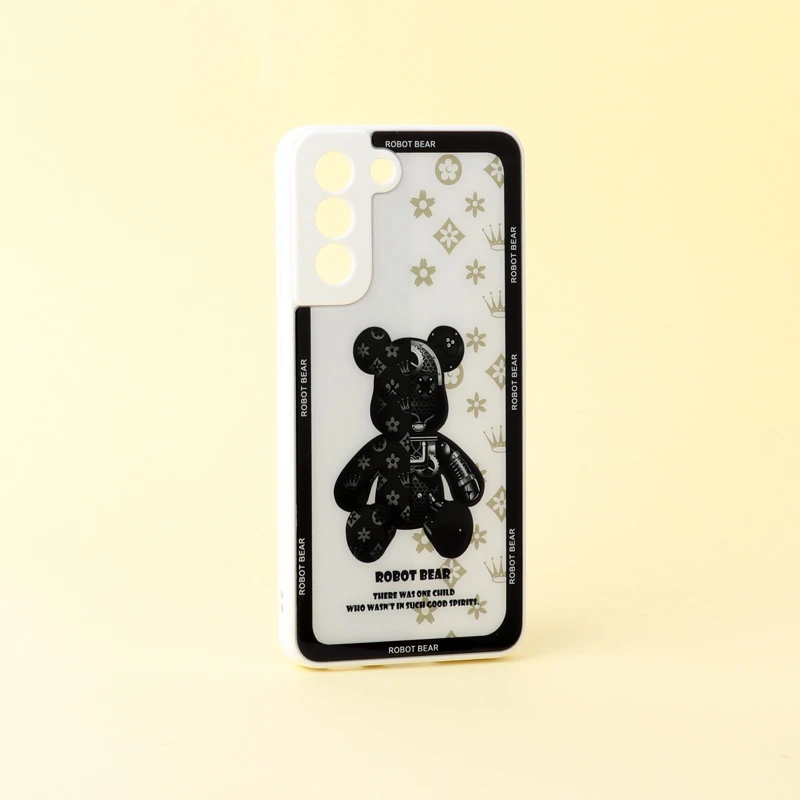 قاب پشت گلسی Robot Bear محافظ لنزدار Samsung Galaxy S21 FE 5G