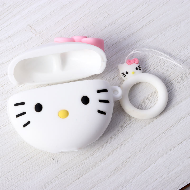 محافظ  AirPods Pro سیلیکونی طرح کیتی صورتی