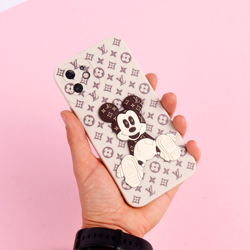قاب میکی موس برجسته LV محافظ لنزدار iPhone 12