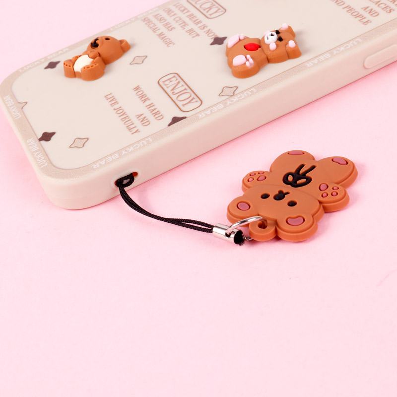 قاب عروسکی خرس برجسته محافظ لنزدار + آویز خرسی iPhone 14 Pro Max