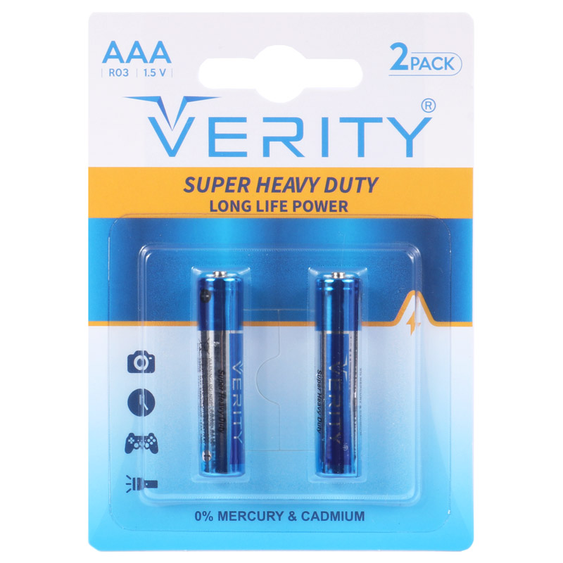 باتری دوتایی نیم قلمی Verity Super Heavy Duty R03 1.5V AAA