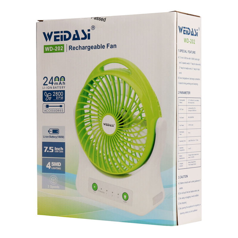 پنکه رومیزی شارژی ویداسی WD-202