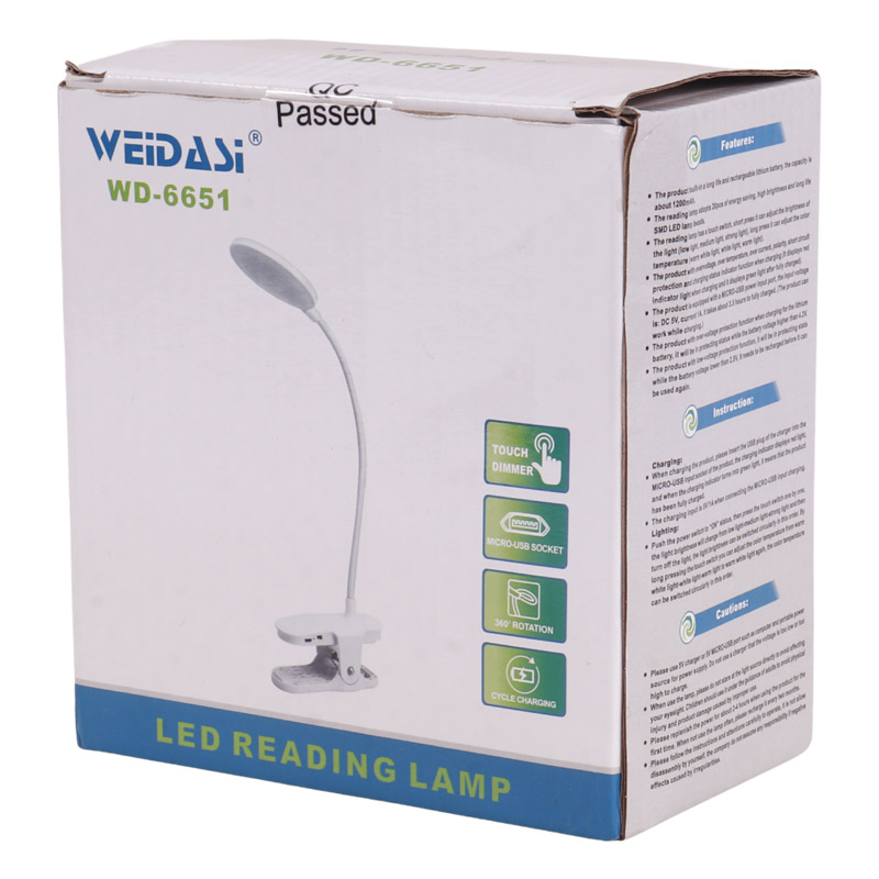 چراغ مطالعه شارژی ویداسی Weidasi WD-6651