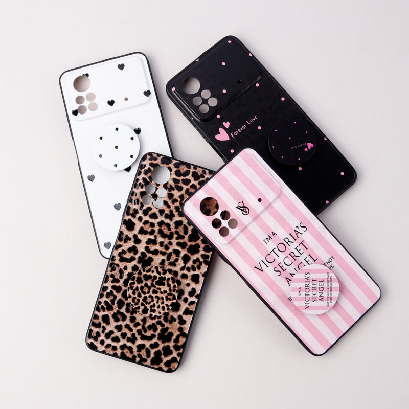 قاب فانتزی طرحدار دخترانه محافظ لنزدار + پاپ سوکت Xiaomi Poco X4 Pro 5G سری R