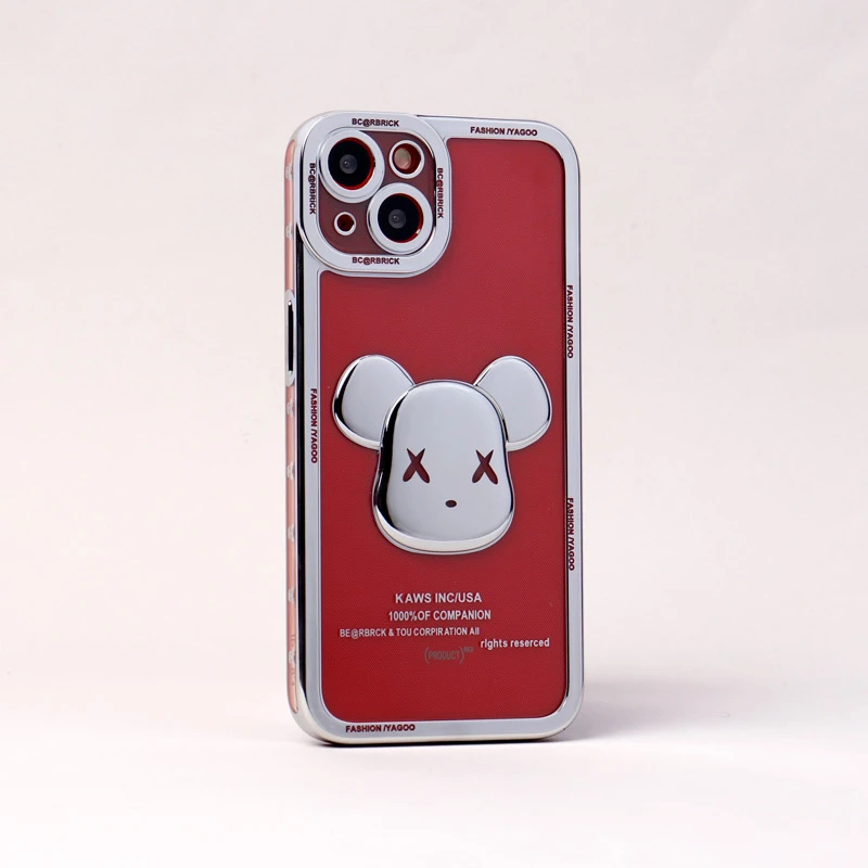 قاب ژله ای براق طرح Bearbrick محافظ لنزدار iPhone 13
