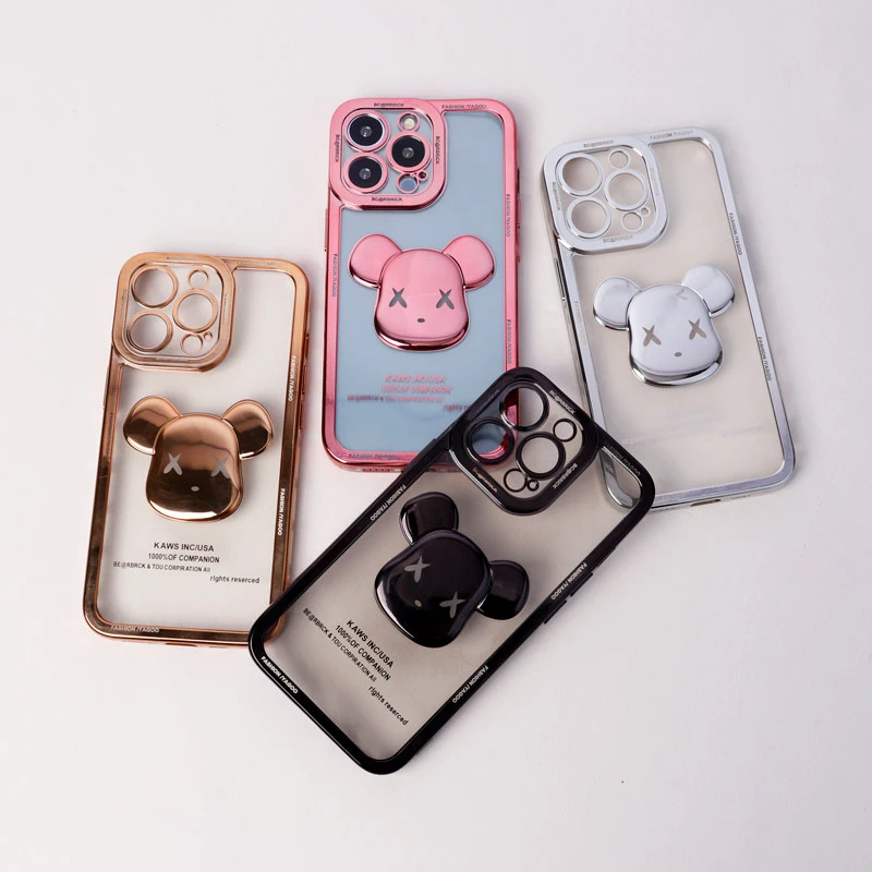 قاب ژله ای براق طرح Bearbrick محافظ لنزدار iPhone 13 Pro