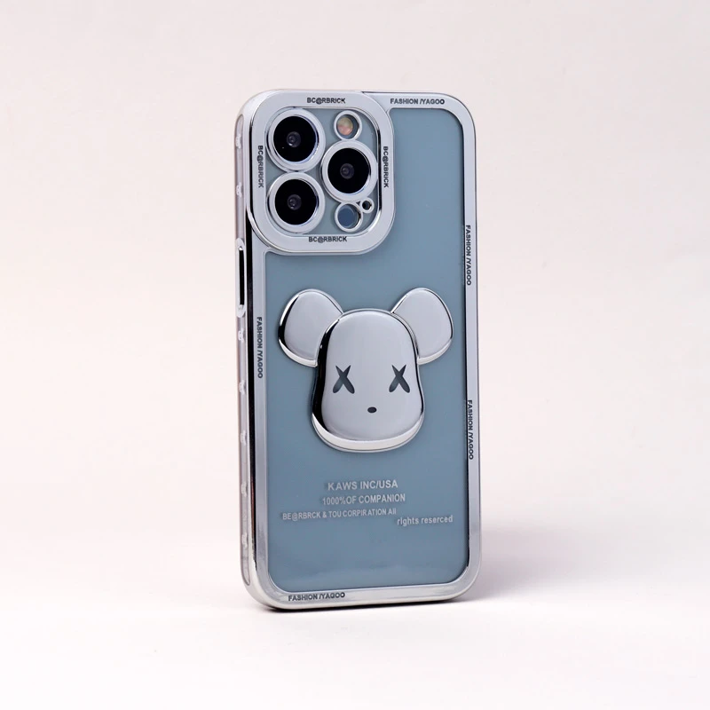 قاب ژله ای براق طرح Bearbrick محافظ لنزدار iPhone 13 Pro