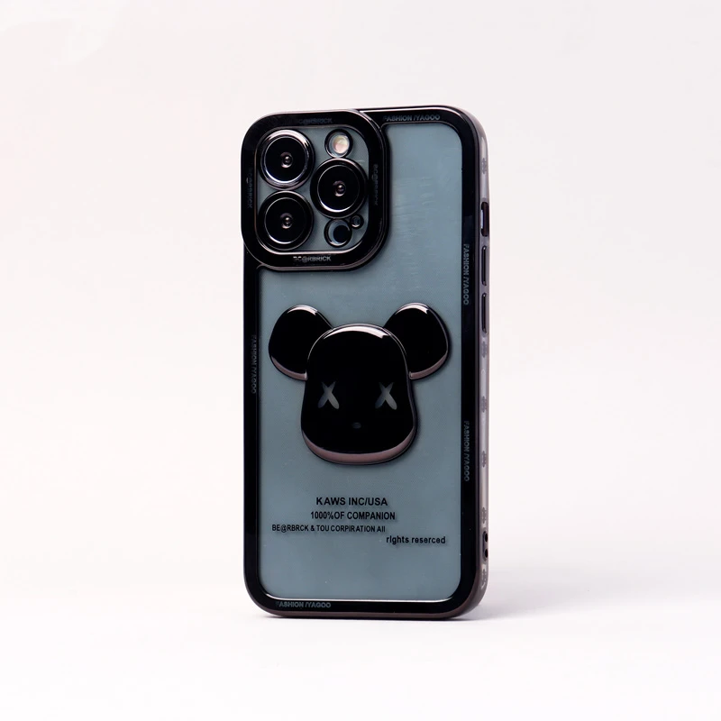 قاب ژله ای براق طرح Bearbrick محافظ لنزدار iPhone 13 Pro