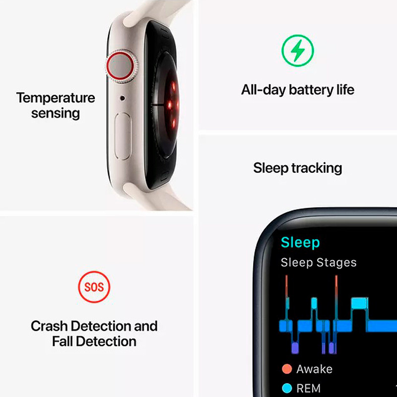 ساعت هوشمند اپل سری 8 Apple Watch 41mm Aluminum Case Silicone Band GPS + Cellular