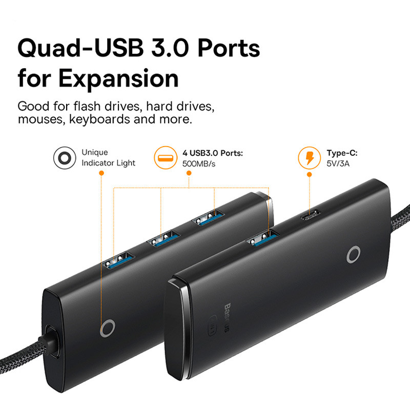 هاب 5 پورت USB3.0 باسئوس Lite Series WKQX03010
