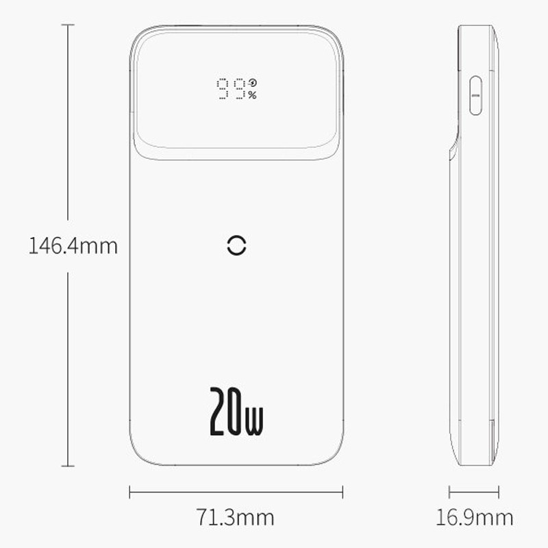 پاور بانک بی سیم فست شارژ 10000 باسئوس Baseus Magnetic 2022 Edition PPCX01010 QC PD 20W