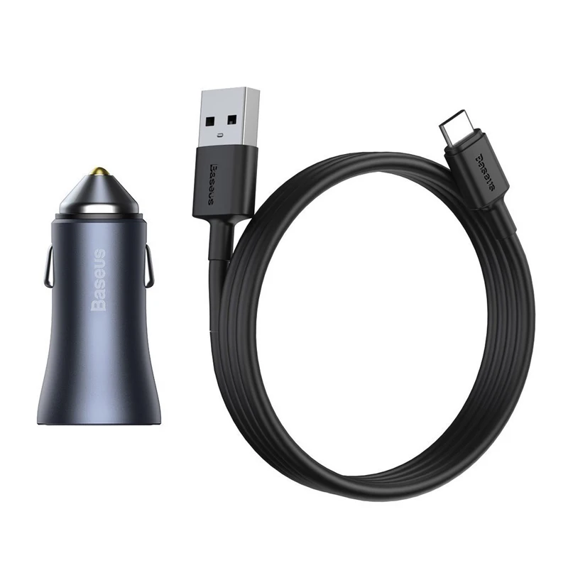 شارژر فندکی فست شارژ Baseus TZCCJD-A0G 3A QC 40W + کابل تایپ سی