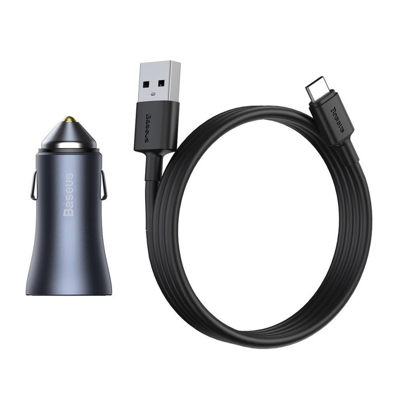 شارژر فندکی فست شارژ Baseus TZCCJD-A0G 3A QC 40W + کابل تایپ سی