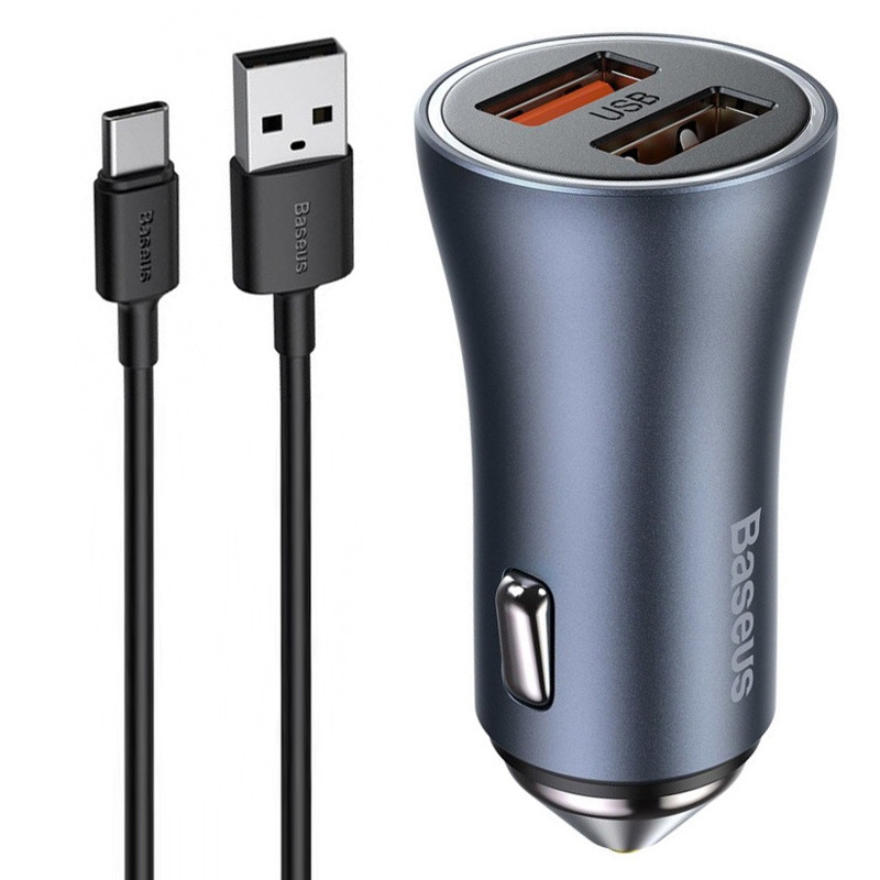 شارژر فندکی فست شارژ Baseus TZCCJD-A0G 3A QC 40W + کابل تایپ سی