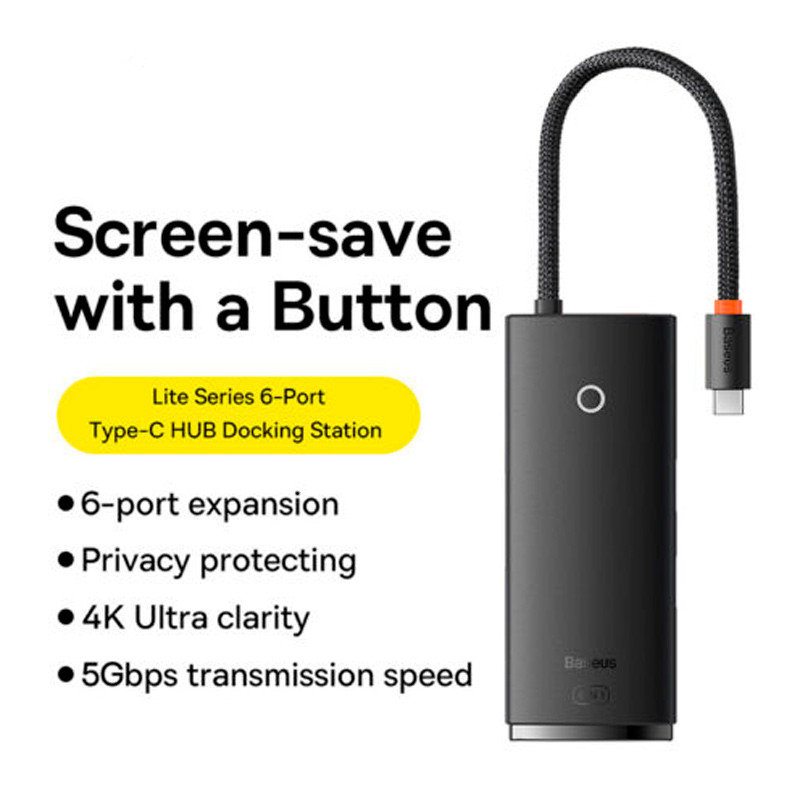 هاب 6 پورت Type-C باسئوس WKQX05000