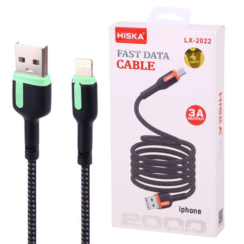 کابل لایتنینگ فست شارژ 3 آمپر هیسکا LX-2022 طول 2 متر
