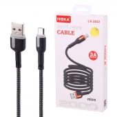 کابل میکرو یو اس بی فست شارژ 3 آمپر هیسکا LX-2022 طول 2 متر