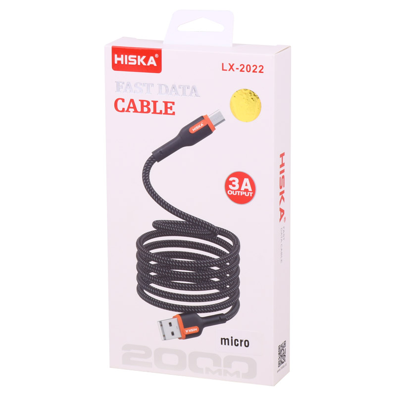 کابل میکرو یو اس بی فست شارژ Hiska LX-2022 3A 2m