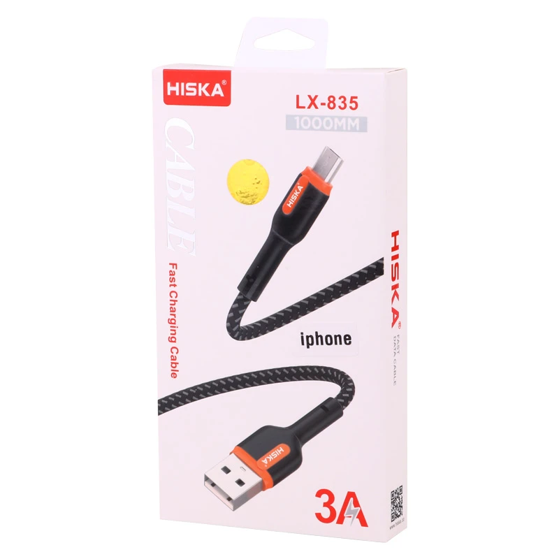 کابل لایتنینگ فست شارژ 3 آمپر هیسکا LX-835 طول 1 متر