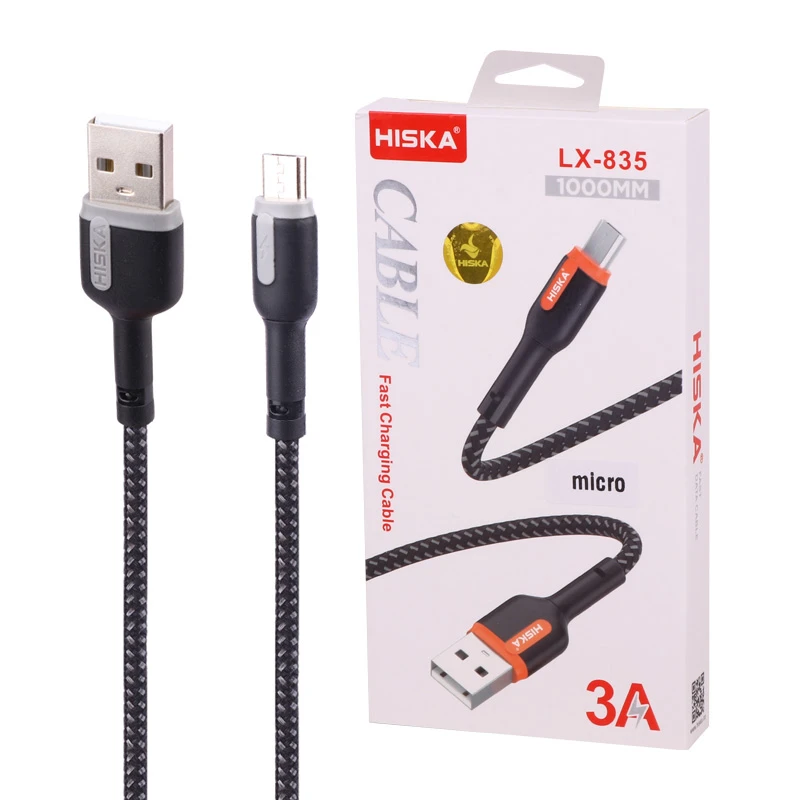 کابل میکرو یو اس بی فست شارژ 3 آمپر هیسکا LX-835 طول 1 متر