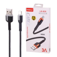 کابل میکرو یو اس بی فست شارژ Hiska LX-835 3A 1m