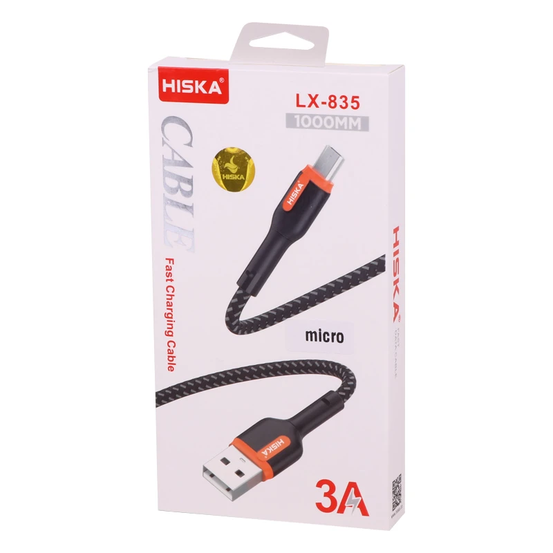 کابل میکرو یو اس بی فست شارژ 3 آمپر هیسکا LX-835 طول 1 متر