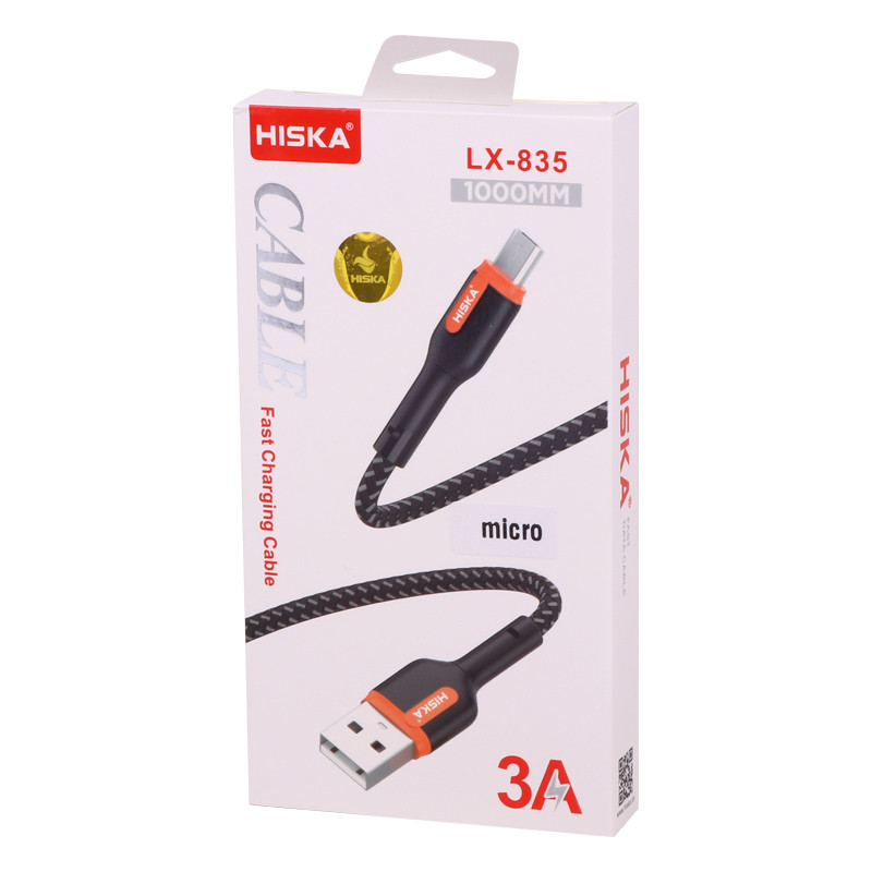 کابل میکرو یو اس بی فست شارژ Hiska LX-835 3A 1m
