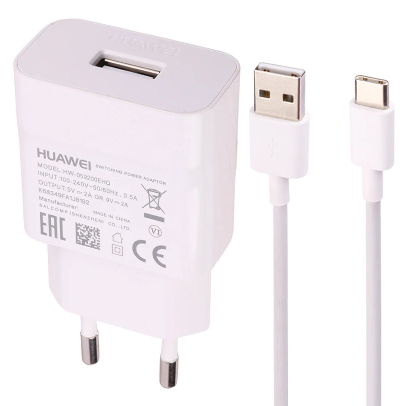 شارژر دیواری 18 وات هواوی HW-059200EHQ 2A + کابل تایپ سی شرینک
