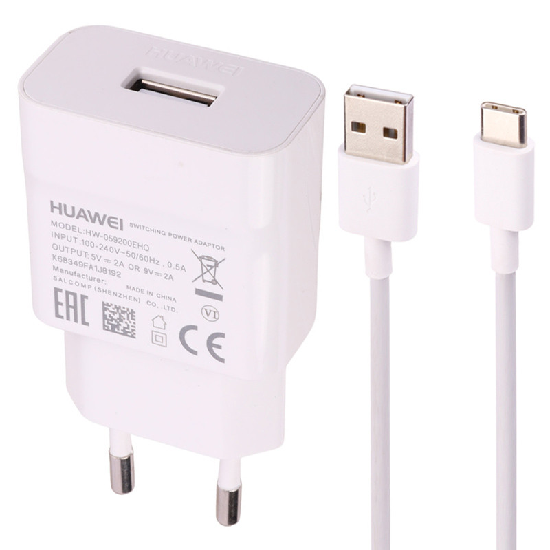 شارژر دیواری فست شارژ Huawei HW-059200EHQ 2A 18W + کابل تایپ سی شرینک