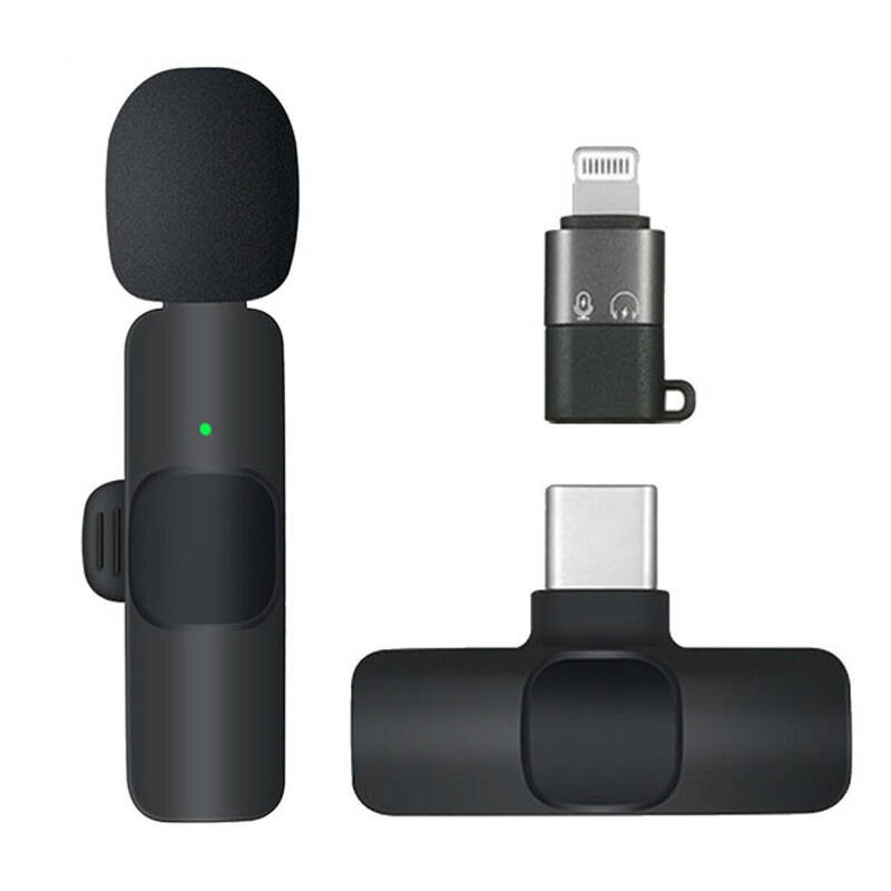 میکروفون یقه ای بی سیم K9 + تبدیل Type-C to Lightning