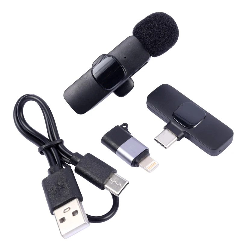 میکروفون یقه ای بی سیم K9 + تبدیل Type-C to Lightning