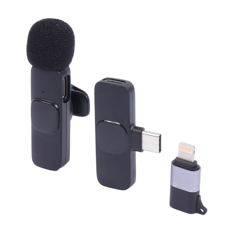 میکروفون یقه ای بی سیم K9 + تبدیل Type-C to Lightning