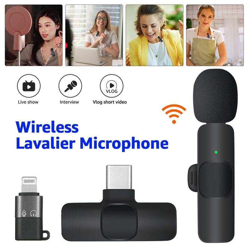 میکروفون یقه ای بی سیم K9 + تبدیل Type-C to Lightning