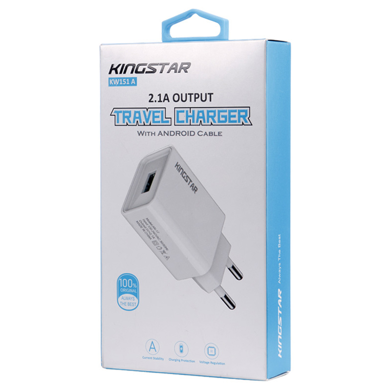 شارژر دیواری KingStar KW151A 2.1A 10.5W + کابل میکرو یو اس بی