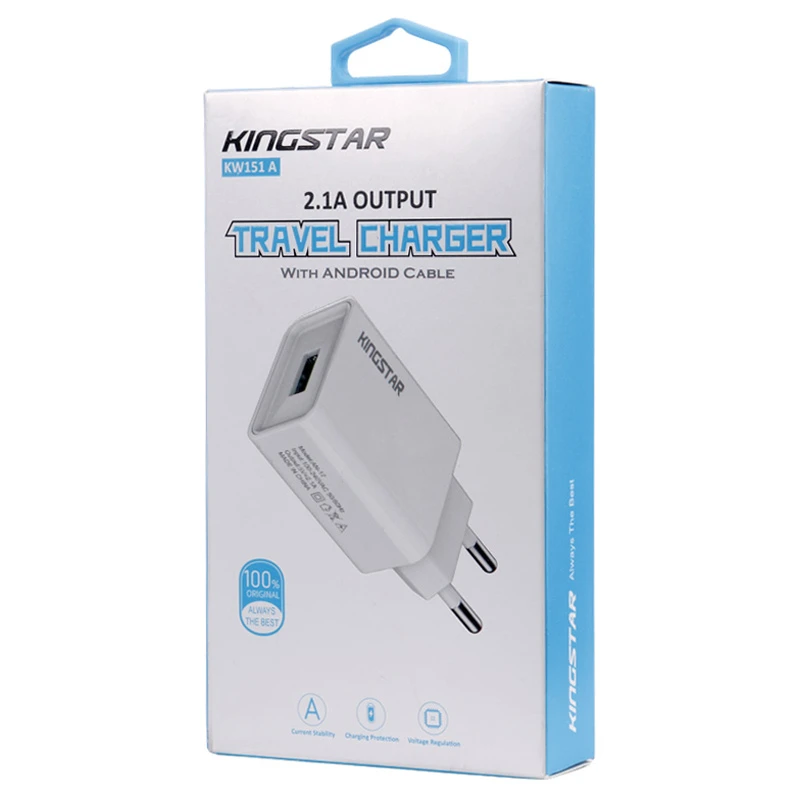 شارژر دیواری 10.5 وات کینگ استار KW151A 2.1A + کابل میکرو یو اس بی