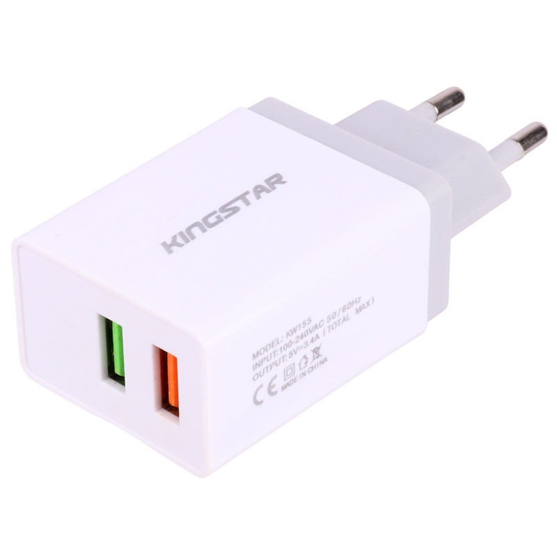شارژر دیواری KingStar KW155 i 2Port 2.4A 12W + کابل آیفونی
