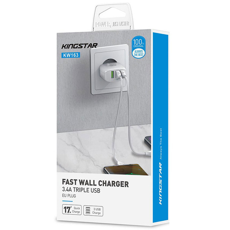 کلگی فست شارژ KingStar KW163 3Port 3.4A 17W