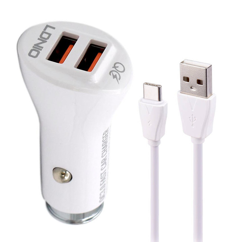 شارژر فندکی فست شارژ Ldnio C511Q 3A QC3.0 36W + کابل تایپ سی