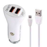 شارژر فندکی فست شارژ Ldnio C511Q 3A QC3.0 36W + کابل آیفونی